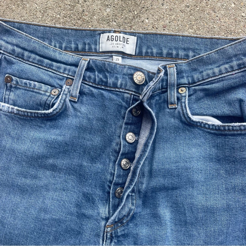 Agolde High Rise Button Fly Cropped Jeans Size 29 - Picture 4 of 9